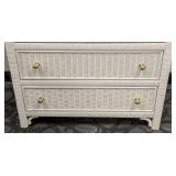 White Painted Wicker Dresser - 5-Drawer, W 34 In x D 19 In x H 57 In