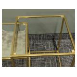Nesting Tables - Gold Tone Frame & Glass Tops (Lot of 2) - FOR PARTS OR REPAIR