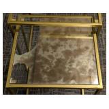 Nesting Tables - Gold Tone Frame & Glass Tops (Lot of 2) - FOR PARTS OR REPAIR