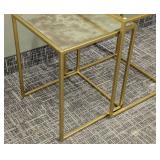 Nesting Tables - Gold Tone Frame & Glass Tops (Lot of 2) - FOR PARTS OR REPAIR
