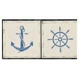 Metal Nautical Wall Hangings Anchor & Ship Wheel 12x12 (Lot of 2)