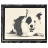 Framed Black & White Dog Portrait 17 x 21 in
