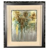 Framed Abstract Painting - 25 x 29 in - Minor Frame Damage