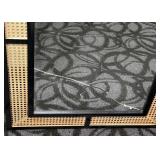 Mirror 24 x 36 in Black Frame & Gold Cane Border -  Glass Crack