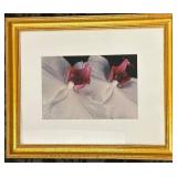 Framed Calla Lily Print - Floral Wall Art 19 x 24 Inches - Gold Frame