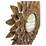 Sunburst Mirror - Gold Metal Wall Decor 26 in