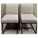 Alder & Tweed Dining Chairs Pair - Gray Upholstered with Black Metal Frames #1