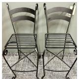 Wrought Iron Chairs - Slatted Seats & Scroll Legs (Lot of 2) #1