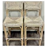 Capris Pair of Natural Rattan Bar Stools - Woven Seat & Back #1