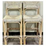 Capris Pair of Natural Rattan Bar Stools - Woven Seat & Back #2