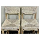 Capris Pair of Natural Rattan Bar Stools - Woven Seat & Back #2