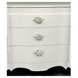 Painted White French Provincial Bombe Dresser - 9 Drawers, Ornate Hardware