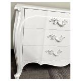 Painted White French Provincial Bombe Dresser - 9 Drawers, Ornate Hardware