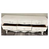 Painted White French Provincial Bombe Dresser - 9 Drawers, Ornate Hardware