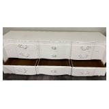 Painted White French Provincial Bombe Dresser - 9 Drawers, Ornate Hardware