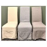 Dining Chairs with Slipcovers - Beige Gray Taupe (Lot of 3)