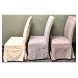 Dining Chairs with Slipcovers - Beige Gray Taupe (Lot of 3)
