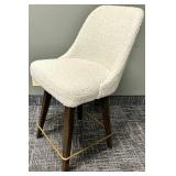 Mid-Century Bouclé Bar Stools - Set of 3, Cream Upholstery & Dark Wood