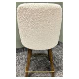 Mid-Century Bouclé Bar Stools - Set of 3, Cream Upholstery & Dark Wood