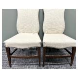 Vanguard Furniture Pair Upholstered Dining Chairs - Beige Linen, Nailhead Trim