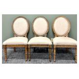 Antique Style Oval-Back Upholstered Chairs (Lot of 3)