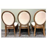 Antique Style Oval-Back Upholstered Chairs (Lot of 3)