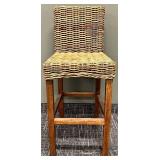 Safavieh Woven Wicker Bar Stool with Back - Natural Tan & Dark Wood