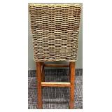 Safavieh Woven Wicker Bar Stool with Back - Natural Tan & Dark Wood