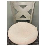 X-Back Bar Stool - Weathered Gray Wood with Upholstered Round Seat