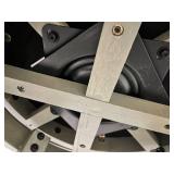 X-Back Bar Stool - Weathered Gray Wood with Upholstered Round Seat