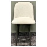 Bar Stool Counter Height Bouclé Upholstered Seat & Back - Light Gray, Black Frame