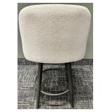 Bar Stool Counter Height Bouclé Upholstered Seat & Back - Light Gray, Black Frame