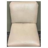 Beige Upholstered Bar Stool with Black Wood Legs