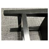 Beige Upholstered Bar Stool with Black Wood Legs