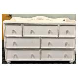 Off Pink Painted Dresser - Floral Crest & 9-Drawer Dresser with Crystal Knob Hardware