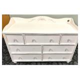 Off Pink Painted Dresser - Floral Crest & 9-Drawer Dresser with Crystal Knob Hardware