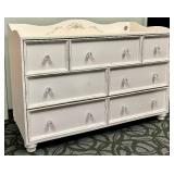 Off Pink Painted Dresser - Floral Crest & 9-Drawer Dresser with Crystal Knob Hardware