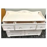 Off Pink Painted Dresser - Floral Crest & 9-Drawer Dresser with Crystal Knob Hardware