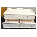 Off Pink Painted Dresser - Floral Crest & 9-Drawer Dresser with Crystal Knob Hardware