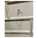 Off Pink Painted Dresser - Floral Crest & 9-Drawer Dresser with Crystal Knob Hardware