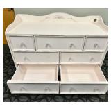 Off Pink Painted Dresser - Floral Crest & 9-Drawer Dresser with Crystal Knob Hardware