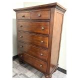Dark Wood Tall Chest of Drawers - Dresser with 2 Small Top Drawers & 4 Large Drawers