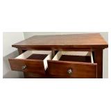 Dark Wood Tall Chest of Drawers - Dresser with 2 Small Top Drawers & 4 Large Drawers