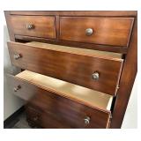 Dark Wood Tall Chest of Drawers - Dresser with 2 Small Top Drawers & 4 Large Drawers