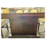 Dark Wood Dining Table & 6 Upholstered Chairs