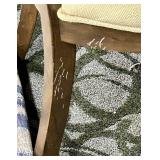 Dark Wood Dining Table & 6 Upholstered Chairs