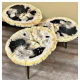 Petrified Wood Slices Coffee Table - 3-Tier, Top 32 x 20 in