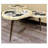 Petrified Wood Slices Coffee Table - 3-Tier, Top 32 x 20 in