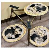 Petrified Wood Slices Coffee Table - 3-Tier, Top 32 x 20 in