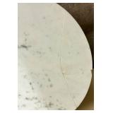 Round Marble-Top Side Table & Circular Metal Cage Base - Set of 2 - Damage